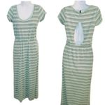 Derek Heart Stripe Cutout Back Maxi T-Shirt Dress Mint Green Gray M Photo 1