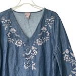 Chico's embroidered Denim boho Blouse cottagecore XL Photo 4