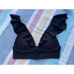 Aerie NWT, , Ruffle Shoulder Bikini Top, Black, Sz XS Photo 1