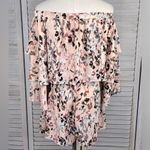 Olivaceous Watercolor Cheetah Print Boho Off the Shoulder Romper Pink/Muti-M Photo 2