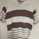Vintage White and Brown Short Sleeve Mockneck sweater Small Photo 0