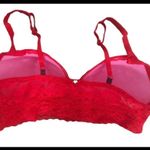 PINK - Victoria's Secret PINK Victoria’s Secret  Lipstick Red Lace Push Up Bralette Sz. L Date Night Photo 1