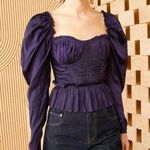 Ulla Johnson NWT Purple Mia Blouse Long Sleeve Satin Bustier Peplum Photo 0