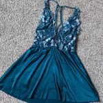 Auden Teal Floral Backless Dress Green Size M Photo 0