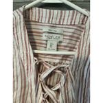 Rachel Zoe top 100% Linen Striped Tank Top Size Large Red And White Striped Photo 1