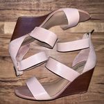 Steve Madden Karey Open Toe Leather Wedge Sandals in Beige Tan Photo 3