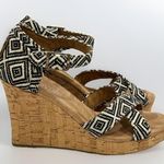 Toms Women's Seinna Aztec Black and white pattern Wedge Heel Sandals Size 6 Photo 0