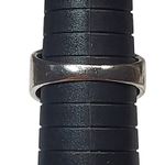 Silver Tone Brown Enamel Square Unsigned Sz 10.5 Minimalist Basic Chunky Photo 4