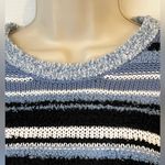 Vox Lux Women's Small Blue Round Neck Striped Short Sleeve Pullover Sweater Photo 2
