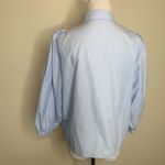 ZARA  Blue Bead Button Cropped Puff Sleeve Blouse Sz Medium Photo 1