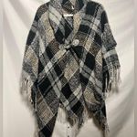 Apt. 9  Black Plaid Ruana Poncho Photo 2