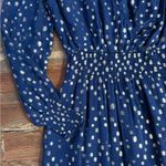 Lilly Pulitzer Cristiana Long Sleeve Chiffon Blue and Gold Midi Dress ~ Sz 00 🧡🍄 Photo 9