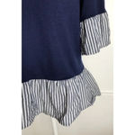 Pleione  • Navy Seersucker Stripe Peplum Blouse Photo 1