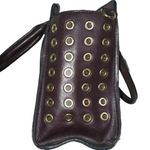 London Fog VINTAGE Burgundy Leather Gold Grommets Satchel Crossbody Handbag š Photo 4