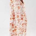 COS  Leisurewear White With Orange Abstract Print Elastic Waistband Pants Size 4 Photo 2