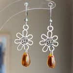 Handmade retro vintage fairy boho funky hippie style quality spiral flower dangle earrings🌀🤎🌱 Photo 1