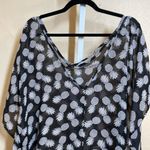 No Boundaries  Pineapple Print Kaftan Shawl size XL Black & White semi sheer Photo 5