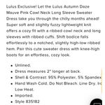 Lulus  Sweater Dress Womens Large Mauve Pink Autumn Daze Knit Cowl Neck Photo 13