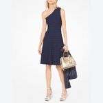 Michael Kors  - Navy One Shoulder Pleated Mini Dress - NWT Size Small Photo 1