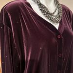 Liz Claiborne Elizabeth By  Plum Suede Glitter StarsCardigan  Long Sleeves Sz L Photo 4