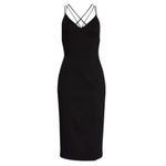 Misha Benecia Black Strappy Back Midi Cocktail Dress Size 10 Photo 4