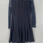 Rebecca Taylor Mesh-Detail Pleated Dress Stormy Gray Size 0 Extra Small Photo 0