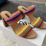 Alice + Olivia Leeda rainbow raffia mules sandals Photo 6