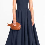 STAUD Joli Open-Back Full Skirt Maxi Dress Gown Navy Blue NWT Size 4 Photo 0