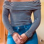 Charlotte Russe Black & White Striped Off The Shoulder Top Photo 1