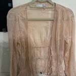 ASOS sheer embroidered tie front blouse Photo 2