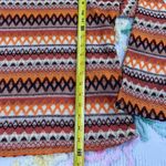 SheIn Retro Geometric Print Long Sleeve Sweater Top Orange Brown Beige Women's M Photo 2