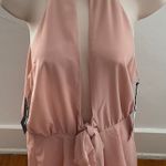Cotton Candy LA NWT Tan Halter Top Front Ties Romper, size M Photo 0