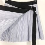 Anthropologie Seek the Label Pleated Academia Pinstripes Striped Belted Wrap Mini Skirt Photo 2