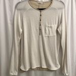 prAna  Two Tone White/Cream Hensley Long Sleeve Women's Shirt Size M Photo 2