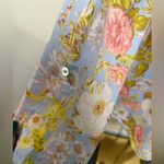 Joie  100% Linen Button Up Blue Peach White Floral, Size XL Shirt Top Blouse Photo 3