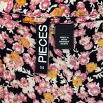 Pieces Pink Black Floral Print Short Sleeve VNeck Babydoll Shift Dress Sz 20 NWT Black Photo 5