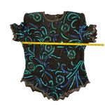 Laurence Kazar Vintage Beaded Silk Black And Blue Shirt Size Extra Small - Small Photo 6