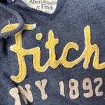 Abercrombie & Fitch Abercrombie‎ & Fitch NY 1892 Cropped Hoodie Sweatshirt Womens L Blue Yellow Y2K Photo 6