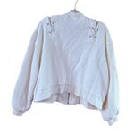 EXPRESS  Ivory Bomber Jacket with Lace Up Detail Photo 2