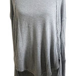 Free People  Oversized Thermal Top Gray Size Large ScoopNeck Bohemian Grunge Photo 0