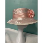 Vintage 1950s Giovanni Pink Percher Hat Floral Trim Silk Bow‎ Cocktail Tilt Hat Photo 2