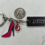 Just Fab Elite VIP Silver Tone Pink Rhinestone High Heel Shoe Keychain Keyring Photo 1