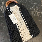 Laude the Label Mini Macramé Bag with Wooden Handles Black Photo 0