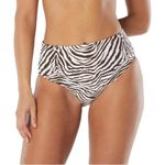 Coco reef  Bikini Bottom High Rise Reversible Zebra Leopard Print Brown White L Photo 0
