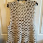 Handmade Vintage Crochet Boho Sweater Vest with Flower Appliqués Beige Cream EUC Photo 1
