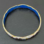 Vintage Chinese Cloisonné White Blue Enamel Butterfly Bangle Bracelet 33g. Photo 2