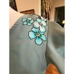 Twine & String  blousen ruffled cap sleeve blue floral top womens small Photo 4