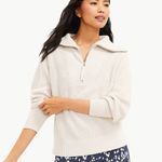 Lou & grey Loft Women’s Zip Neck Knit 100% Cotton Sweater Sz Medium, Ivory Photo 1