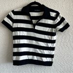 Brandy Melville  Black White Knit‎ Polo Short Sleeve Shirt One Size Photo 5