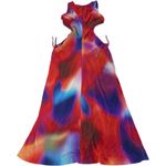 Rebecca Vallance Dress Womens 8 Red Blue Del Prado Midi Cutout Side Psychedelic Photo 1
